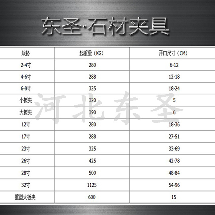 石材夾具產品型號規(guī)格系列型號